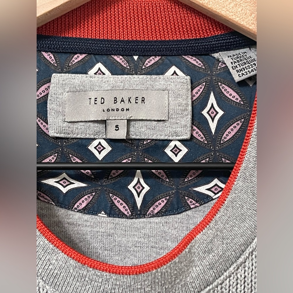 Ted Baker Gray Cotton-Knit Crewneck Casual Comfy Sweater Size 5 (XL) - Picture 8 of 9